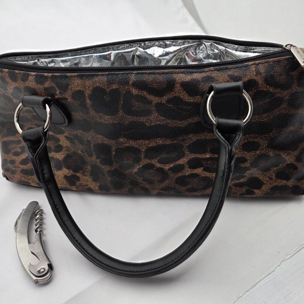 Primeware Leopard Print Insulated Wine Tote Clutch - Picture 3 of 9